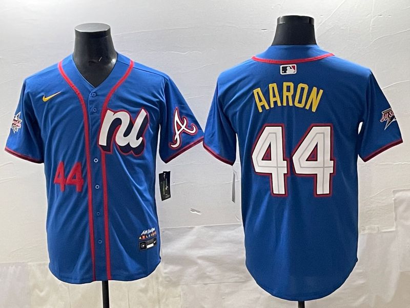Men 2025 Atlanta Braves #44 Aaron Blue All star Nike MLB Jersey style 05